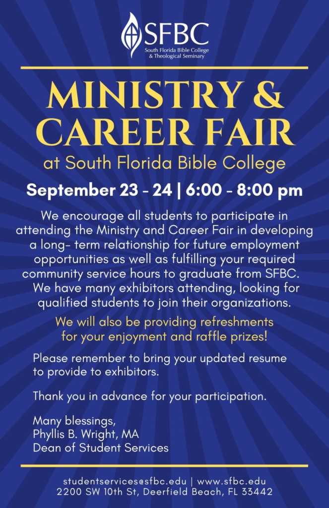 Ministry & Career Fair South Florida Bible College & Theological Seminary